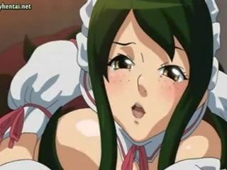 Hentai người giúp việc masturbated với carrot