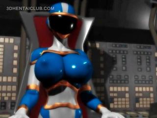 Big boobed anime hero tremendous elite in tight costume