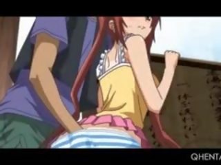 Redhead Sweet Hentai girl Pussy Teased Upskirt In Public