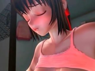 Terrific arrapato hentai giovane femmina chiodatura se stessa con un dildo