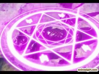 Malaki dibdib anime nahuli at poked sa pamamagitan ng tentacles halimaw