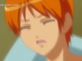 Tit Rubbed 3d Anime young woman Sucking pecker In Close-up
