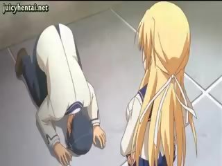 Blond anime diva tun footjob
