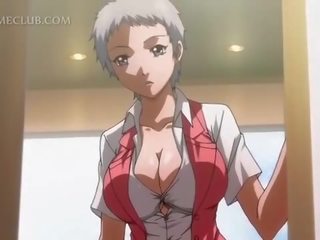 Shorthaired hentai babe boobs teased by her extraordinary GF