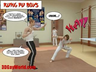 Kung fu faceci 3d gej kreskówka ożywiony komiksy